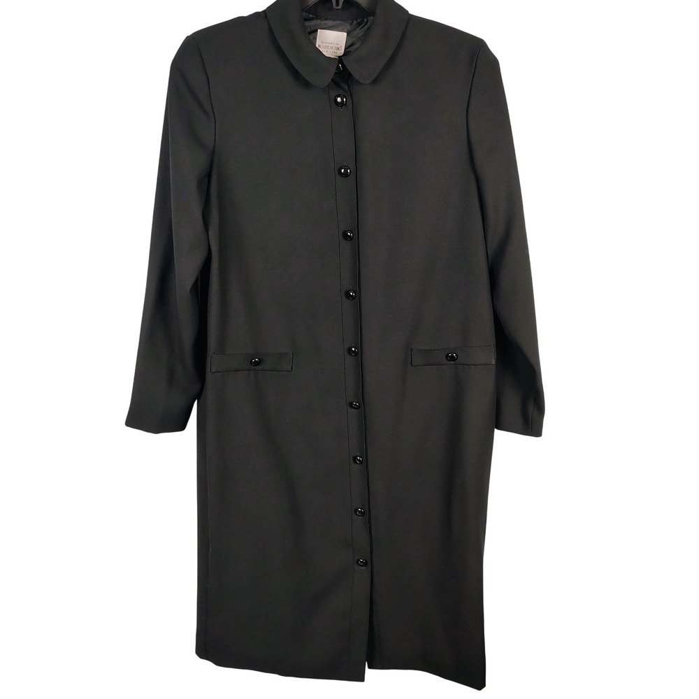 Brownstone Studio Womens SZ 16 Longline Duster Coat Dress Black Dark Academia